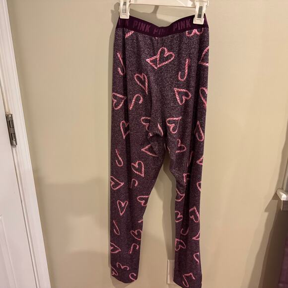 Victorias Secret PINK Holiday Hearts Candy Cane Pajama Set Size L - Picture 9 of 10